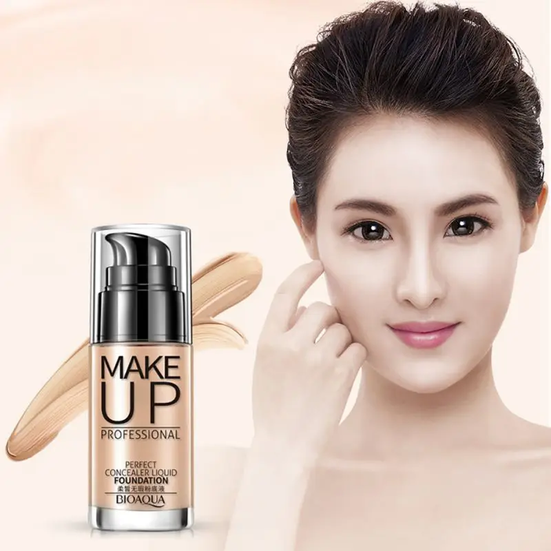 

Professional Full Coverage Liquid Foundation Face Base Makeup Natural Color Concealer Shake Whitening Cover Cosmetics