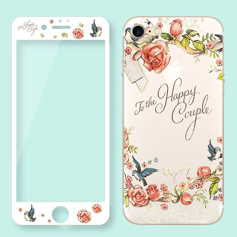 360 Полный Цветочный чехол для птиц стекло iPhone 8 Plus Iphone8 Coque 7 6 S 5 5S SE X Xs Max Xr мягкий |