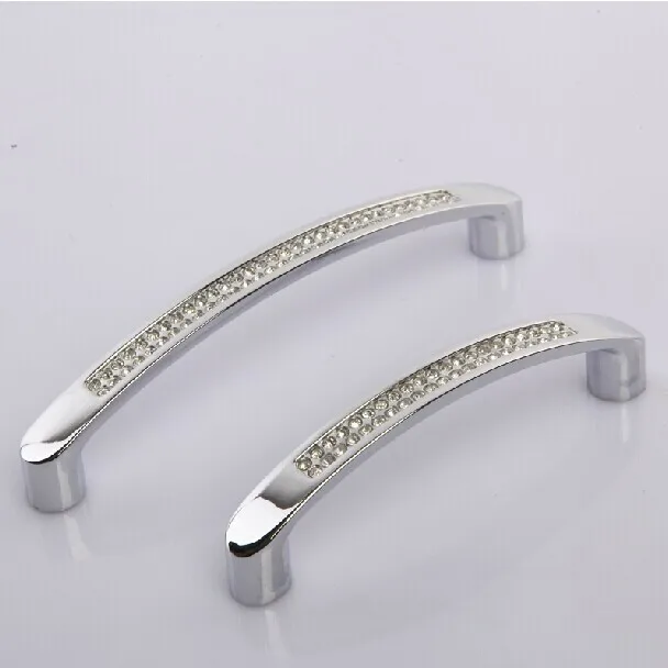 128mm glass Crystal wine cabinet handle shiny silver kitchen cabinet pull handle chrome drawer dresser cupboard pulls knobs 5\