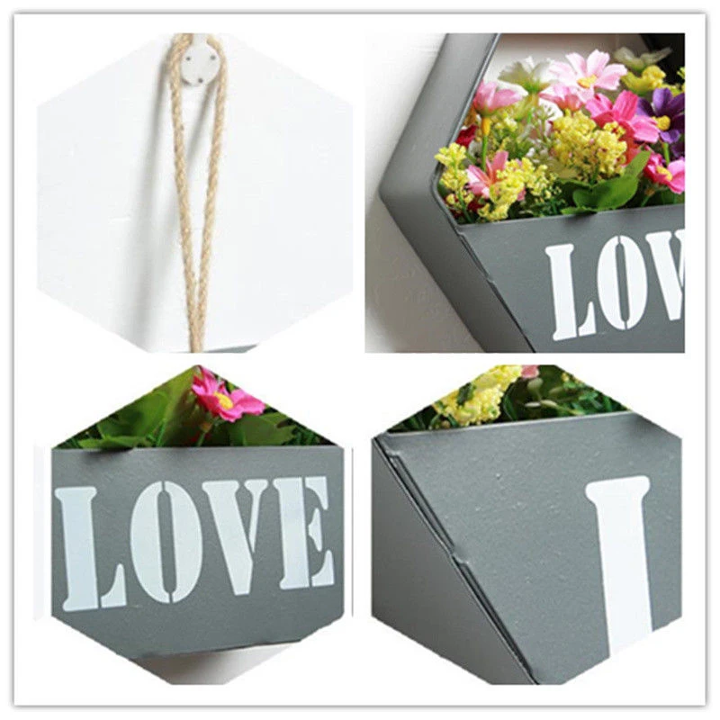 Creative Iron Hanging Planter Wall Window Flower Basket Design Home Decor