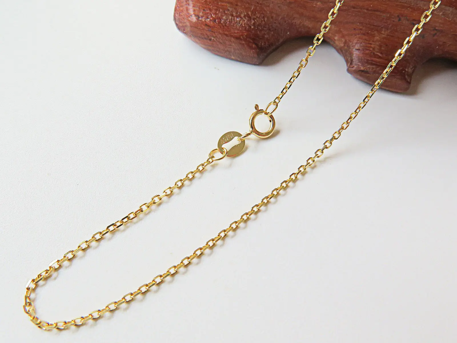 

J.Lee Au750 18K Yellow Gold Necklace - Bling 1.1mm Anchor Link Chain 15.7inch