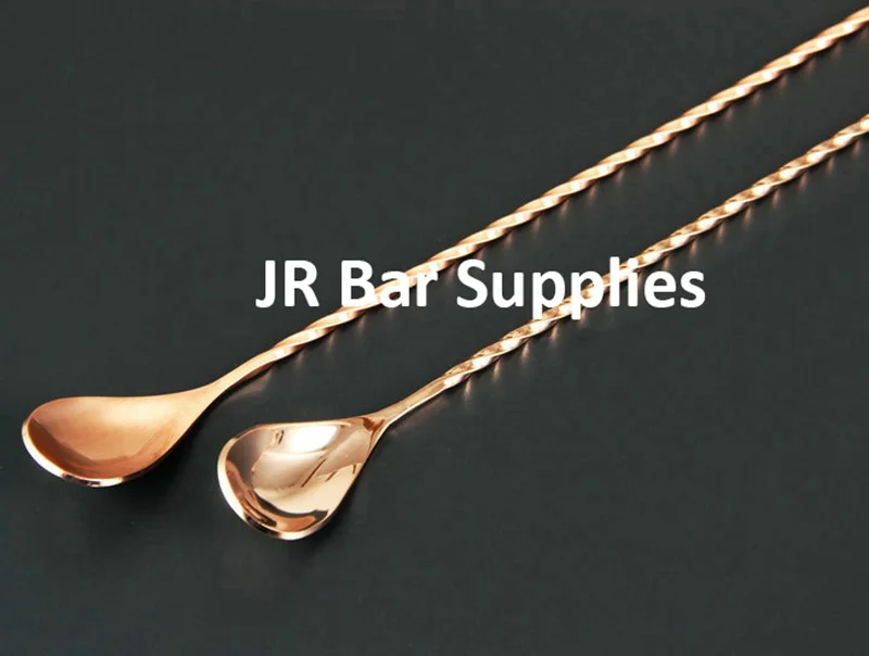 1PCS Stainless Steel Trident Bar Spoon Cocktail Mixing Spoon with Fork Cocktail Drink Mixer 30cm/40cm/50cm-Copper Plating