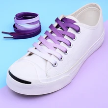 95cm Flat Color Gradient Changing Colors Shoe Laces Rainbow Print Flat Canvas Shoelace Shoes Casual Chromatic Colour Shoelaces