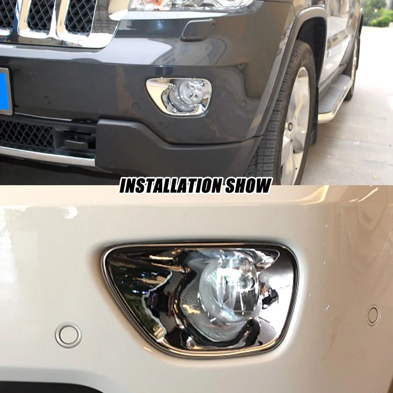 

For Jeep Grand Cherokee 2010-2018 ABS Chrome Front Fog Light Lamp Foglight Trim Cover Car Styling Sticker Accessories Protector