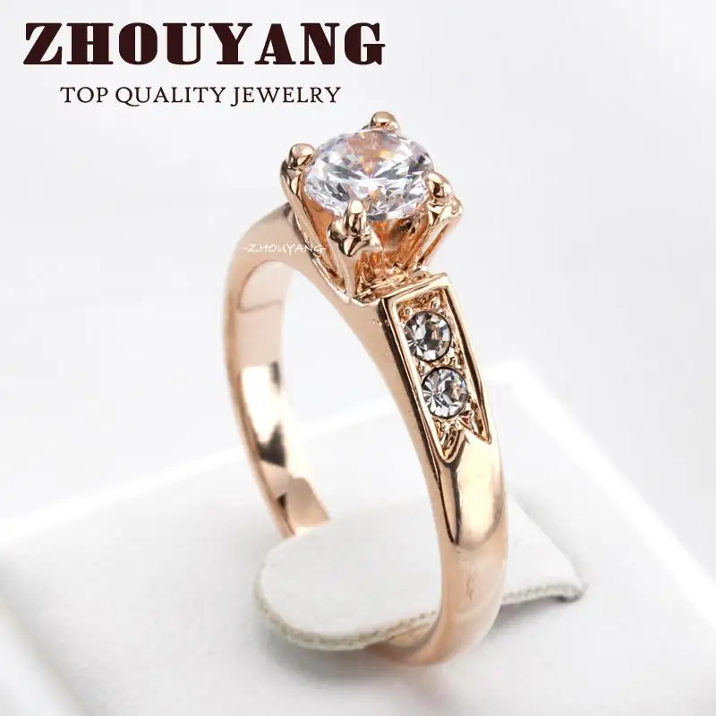 Высокое качество ZYR052 классическое Кристальное кольцо серебряного цвета обручальное кольцо с австрийскими кристаллами полный размер