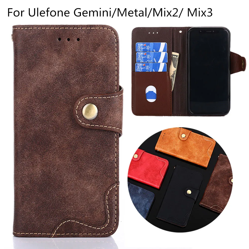 Чехол-Кошелек для Ulefone Gemini из металла Mix2 Mix3 Vernee роскошный кожаный магнитный чехол