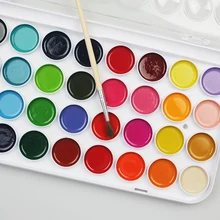 12/16/28/36 цветов однотонные краски гуашь с акварель в порошке комплект, принадлежности для живописи в чехол для детей Картина посуда материалов