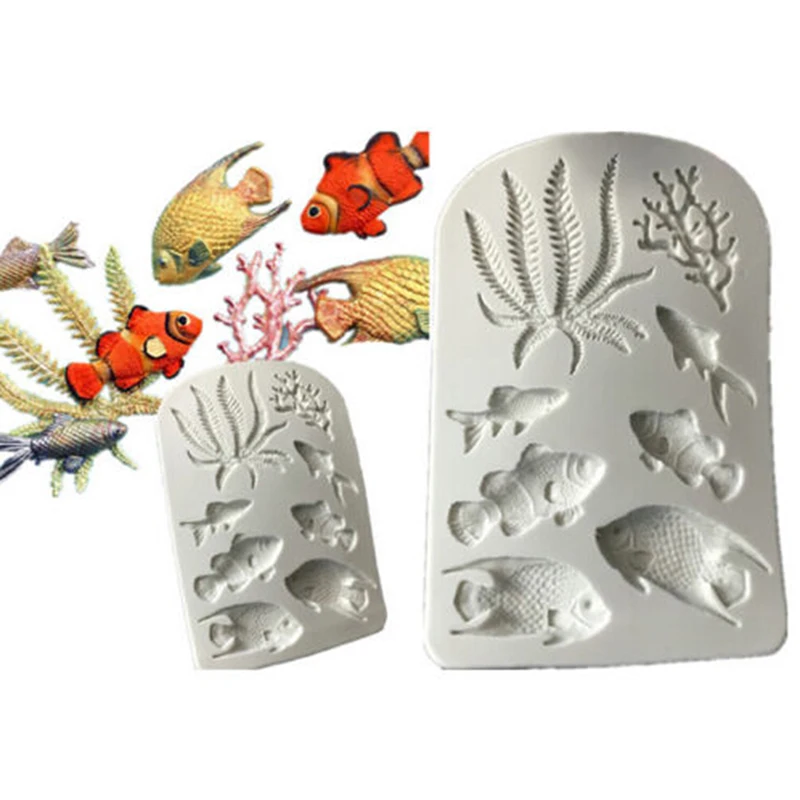 

3D Silicone Mold Sea Animal Fondant Cake Decorating Tools Starfish Shell Chocolate Gumpaste Mold Animals 3D Mould
