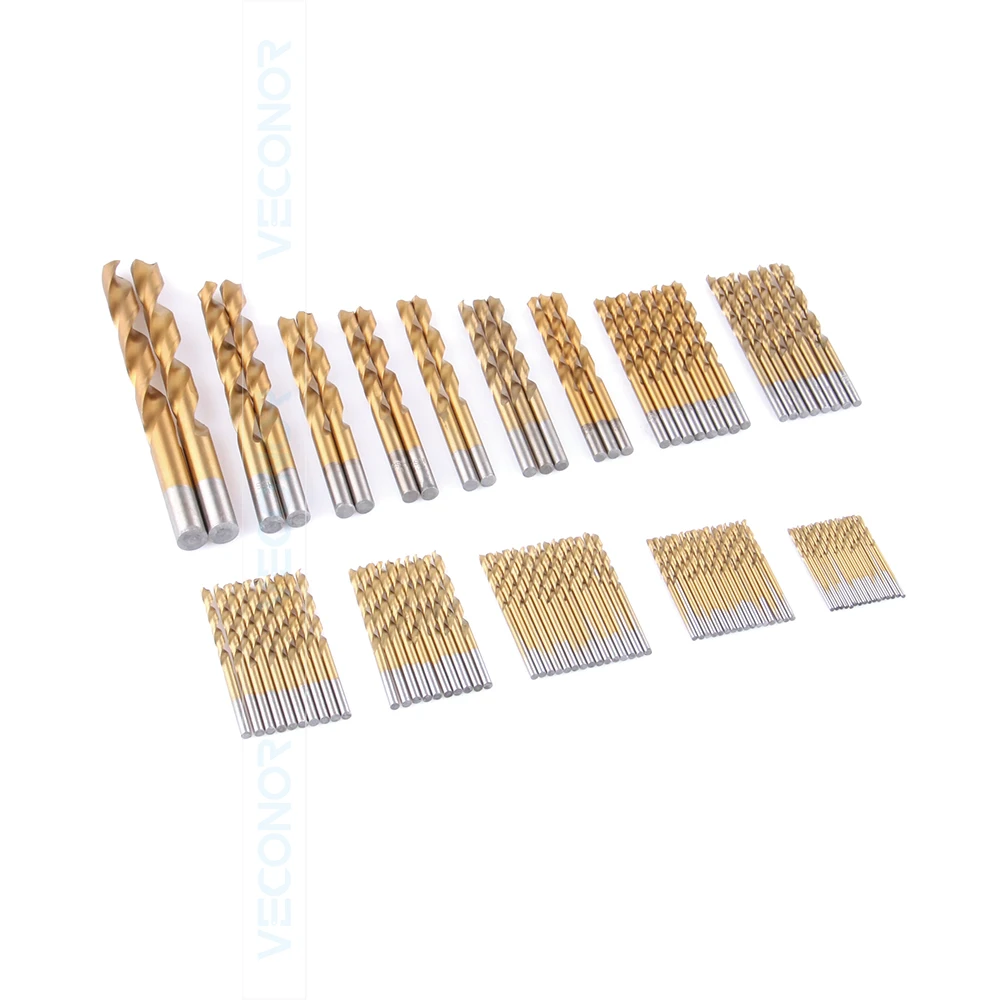 

VECONOR 99 Pcs Per Set Twist Drill Bit Set Saw Set HSS High Steel Titanium Coated Drill Woodworking Tool 1.5mm To 10mm