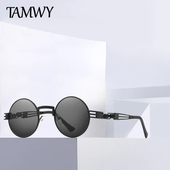 

Gothic Steampunk Sunglasses Men Women Metal Wrap Eyeglasses Round Shades Brand Designer Sun glasses Mirror High Quality UV400 81