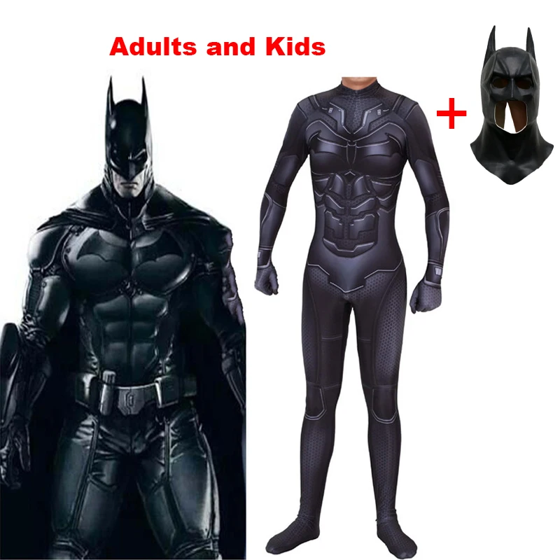 

Kids Adult Batman Cosplay Costume Dark Knight Bruce Wayne Superheroes for Kids Halloween Party Jumpsuit Fancy Zentai Mask