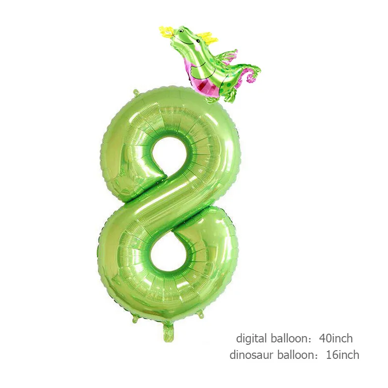Динозавр номер фольга конфетти для воздушного шара латексные шары для мальчиков день рождения динозавры вечерние украшения мир Юрского периода джунгли вечерние украшения - Цвет: 40in Green PHL 8