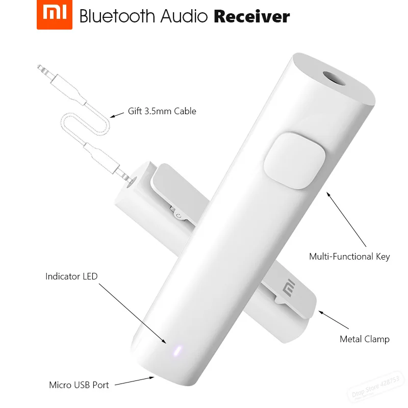 Xiaomi Mi Bluetooth аудио приемник портативный Проводной беспроводной Медиа адаптер для 3,5 мм наушники гарнитура динамик автомобиля AUX