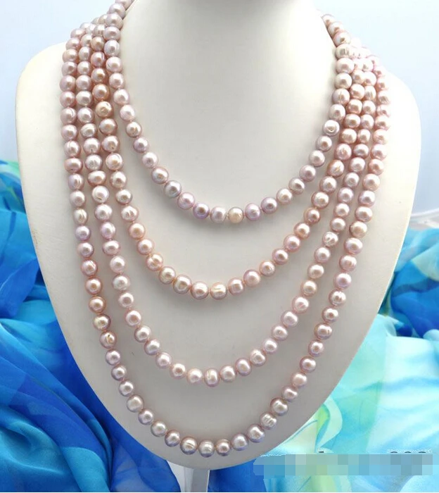 

FREE shipping100" 11mm round lavender freshwater pearl necklace