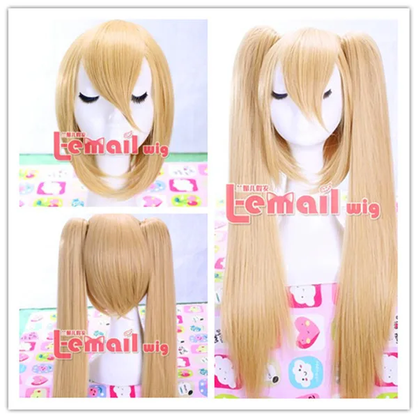 

Free Shipping New Vocaloid Hatsune Miku Anime 70CM Straight  Synthetic Hair Long Blonde Ponytail Cosplay Wig