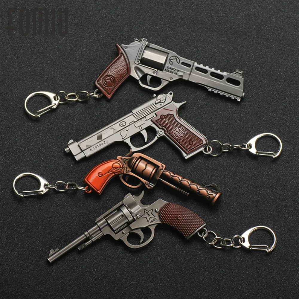Gun Weapon Model Keychain Revolver Pistol Pendant Key Chain for Men Jewelry Surprise Gift