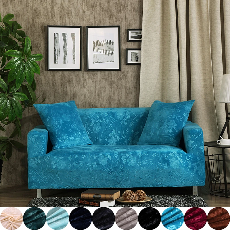 

Blue embossing universal stretch sofa covers multi-size home decoration stretch sofa cover solid color anti-dirty slipcovers