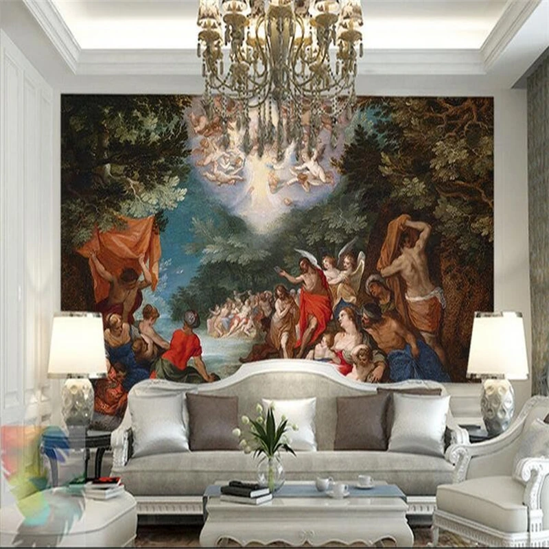 Beibehang papel де parede 3D на заказ Фреска шелковая ткань wallpaper-3d ангелы вокруг стен установка Христос обои с изображением святых для стен 3d