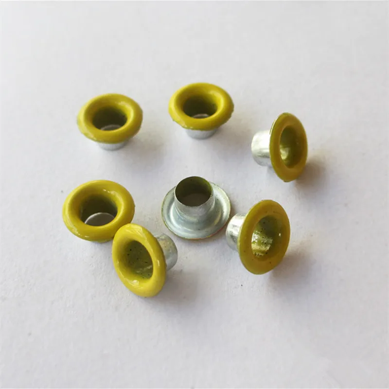 yellow XUNZHE DIY материалы 50 шт. 3,5 мм втулки заклепки+ 4 см инструмент для пробивания Пуговицы Разноцветные пряжки шнурки глаз металлические отверстия ушко - Цвет: yellow