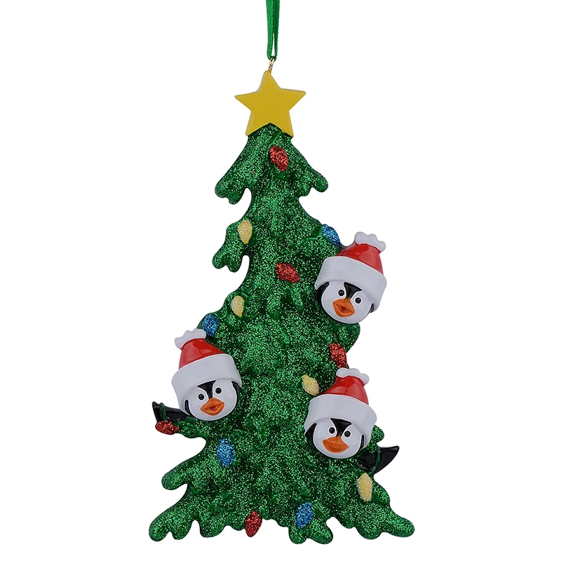 Resin Penguin Family Christmas Ornaments With White Tree As Personalized Gifts For Holiday And Home Decor