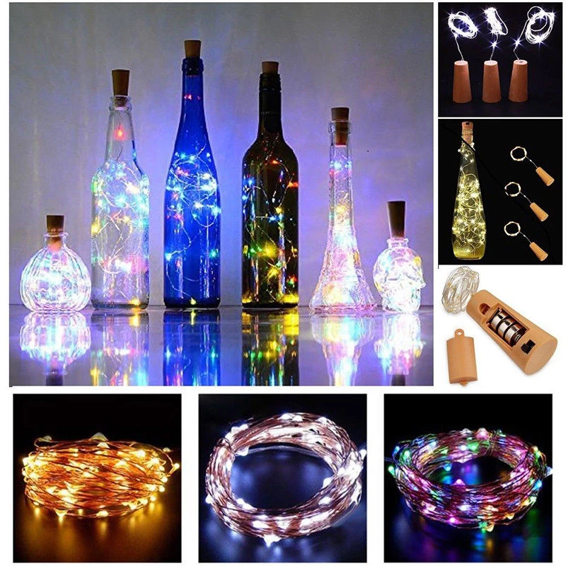 

2M 20 LED Garland Copper Wire Corker String Fairy Lights for Glass Craft Bottle Party Christmas Valentines Wedding Decoration
