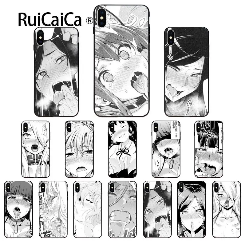 Ruicaica аниме девушка мультфильм Япония милые лица черный чехол для телефона Apple iPhone