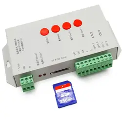 Высокое качество T-1000S 256 м SD карты светодиодный контроллер пикселей, полный Цвет контроллер для IC LPD6803/WS2801/WS2811/WS2812B, 2048 пикселей