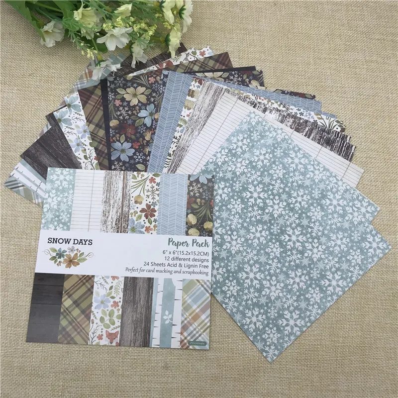 

24 sheet 6"X6"Oh snow day of the flower patterned paper Scrapbooking paper pack handmade craft paper craft Background pad