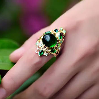 

Women's wedding Mu Xia fashion decoration ring jewelry exaggerated female personality and love of Kroraina Vintage crystal ring