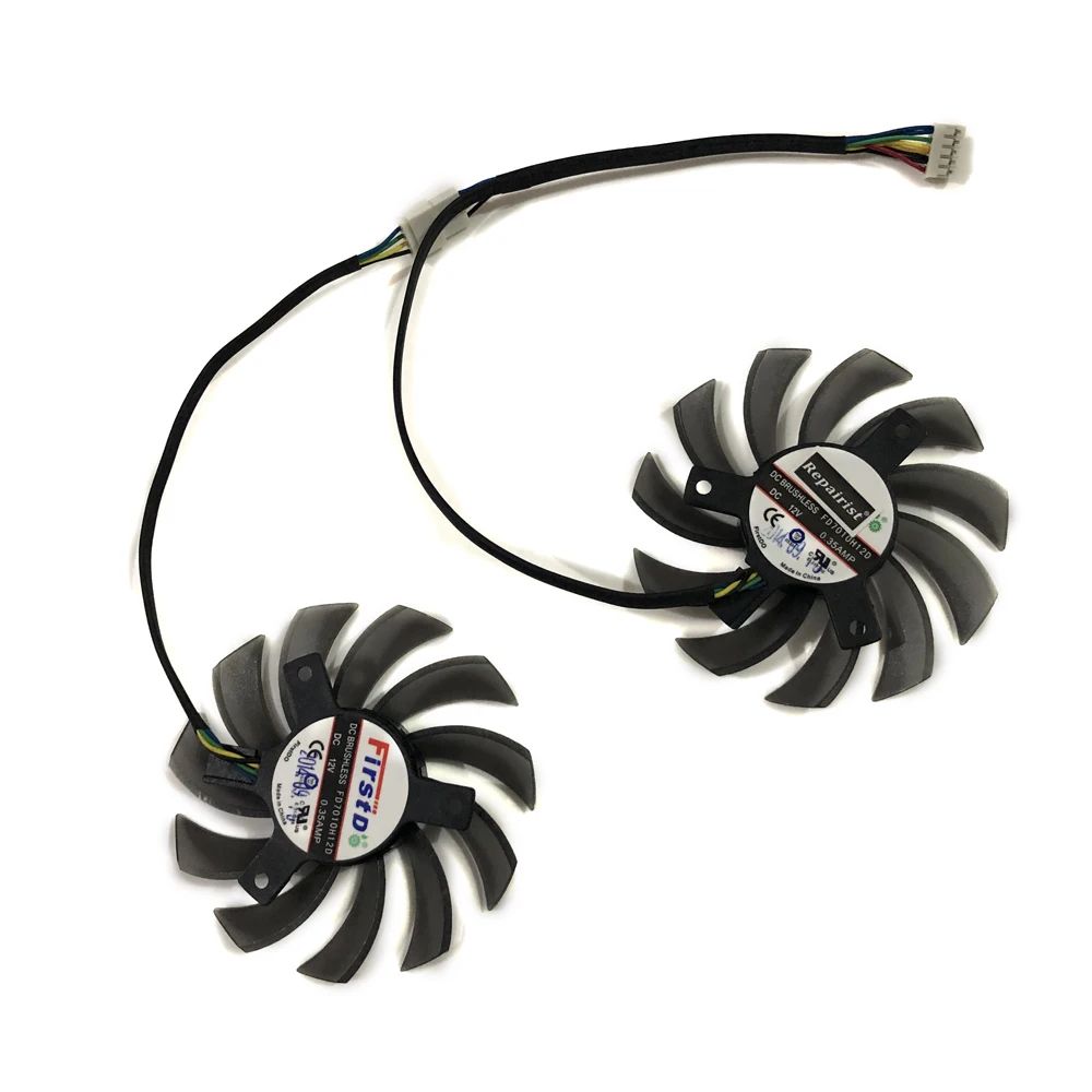 2 шт./компл. FD7010H12S T128010SH 75 мм 5pin GPU видеокарта вентилятор кулер для ASUS R9 270X GTX1050 GTX760