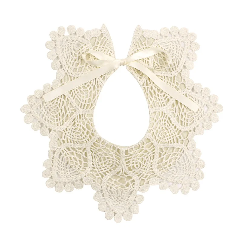 Lace Baby Girls Bibs INS Fashion White Bibs For Girls Fake Collar Flower Bibs Baby Mouth Towel Bandanna Baby Girls Clothing (40)