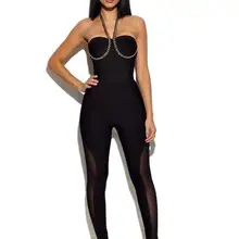 Полный Длина Женский бандажный Комбинезон Сексуальная Клубная одежда особый случай Горячее предложение элегантный черный Прямая