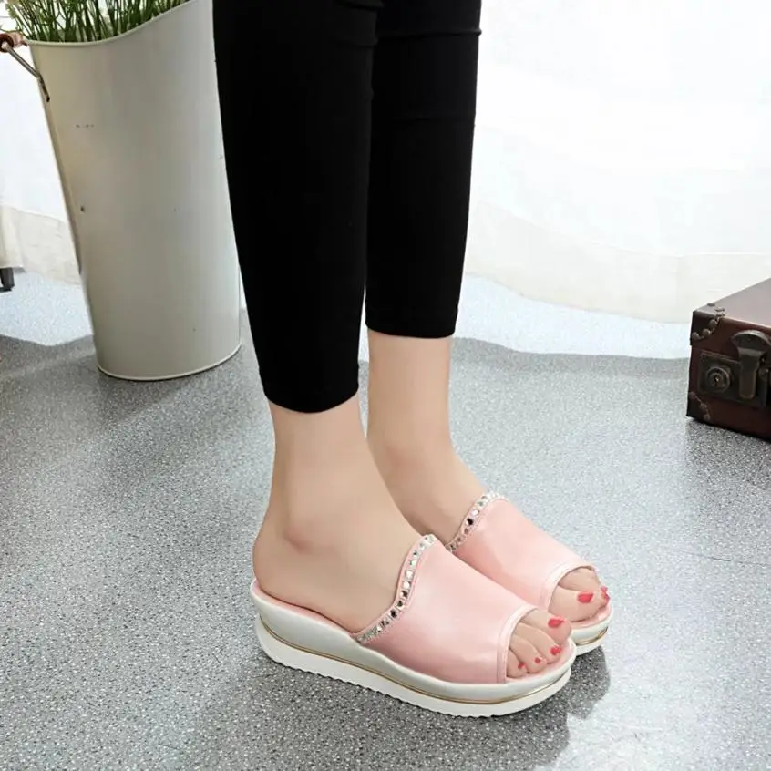 Summer Slippers For Female Comfort Sandals Slippers Women Platform Sandals 2019 High Heels Open 