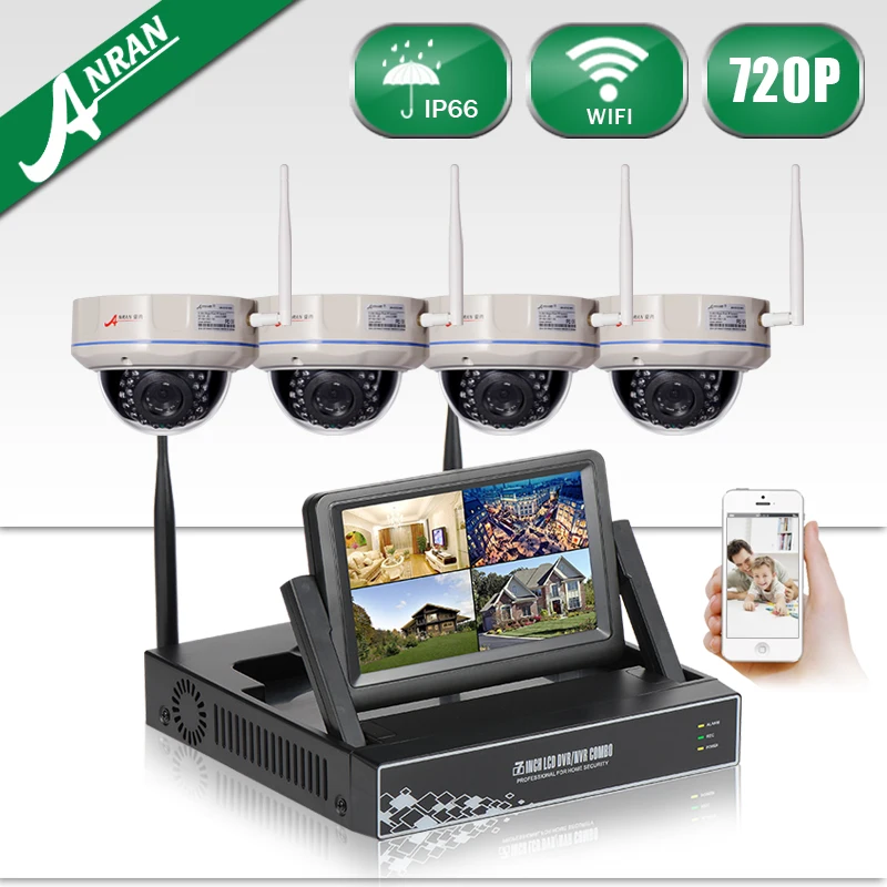 

7 Inch Screen Video Surveillance 4CH Wireless NVR Kit Fixed Dome 720P HD Security Indoor Camera Wifi CCTV System 1TB HDD