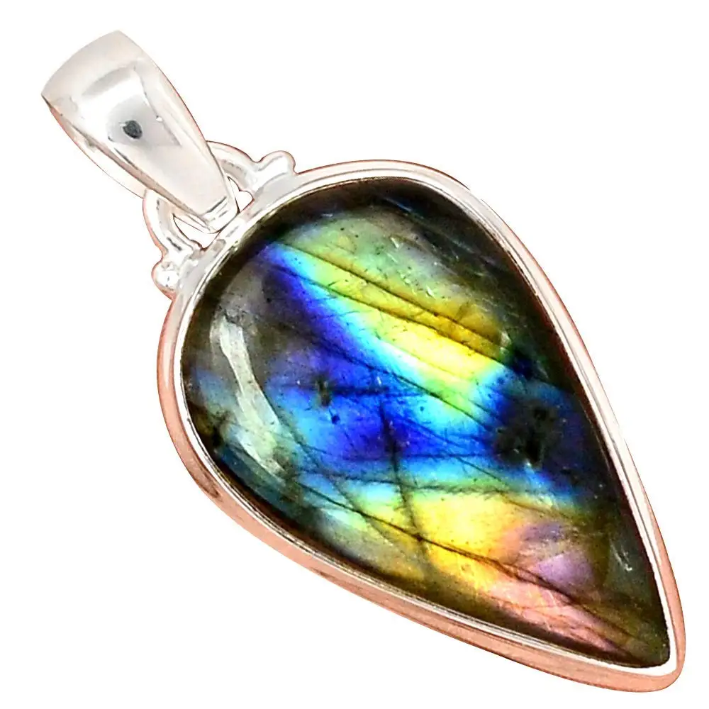

Nature Multi Fire Labradorite Pendant 925 Sterling Silver, 43 mm, MHBAP5414