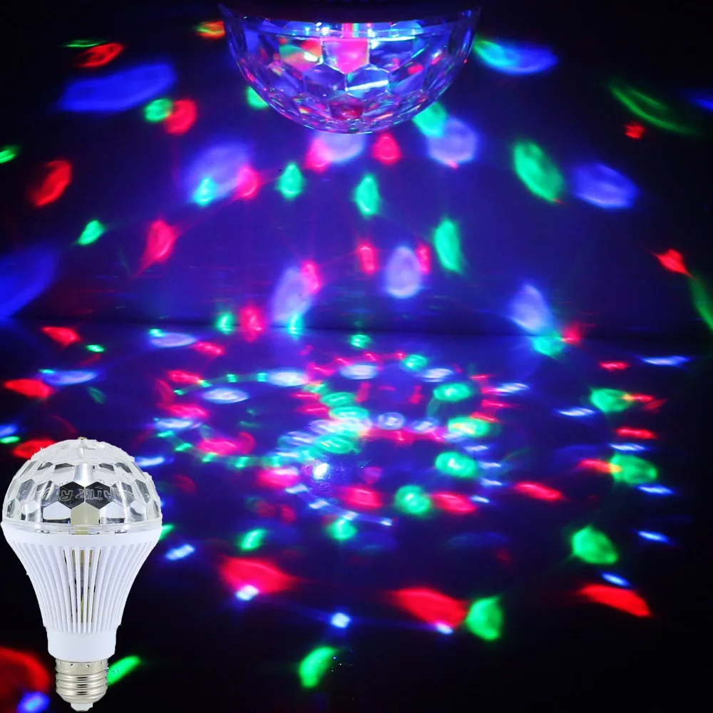 E27 3W 85 265V dancing rgb led fullcolor rotating lamp multicolor auto Rotating RGB LED Bulb