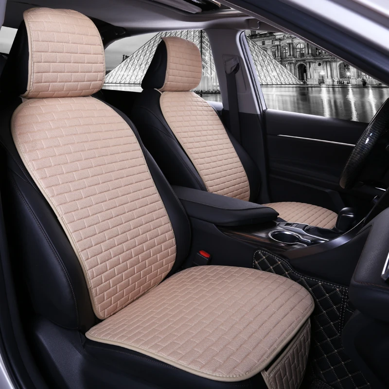 

Flax Car Seat Cover Automobile Chair Seat Pad Protector Mat for Auto Front Car Interior Accessories Four Season Universal