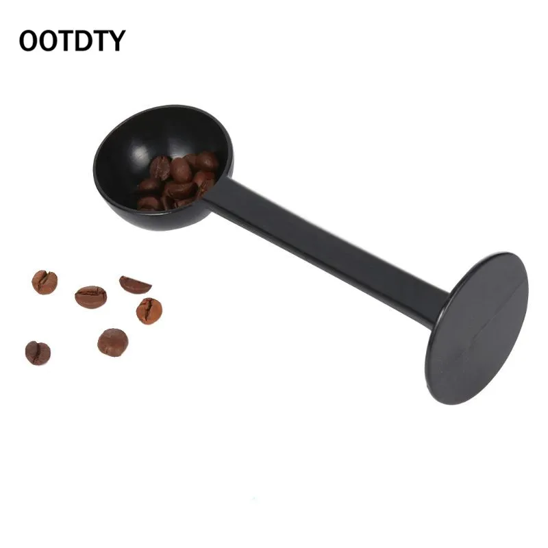 OOTDTY الأسود DIY Coffeeware كوب بلاستيكي للقهوة ملعقة أسود حامل تدك 10g قياس سكوب