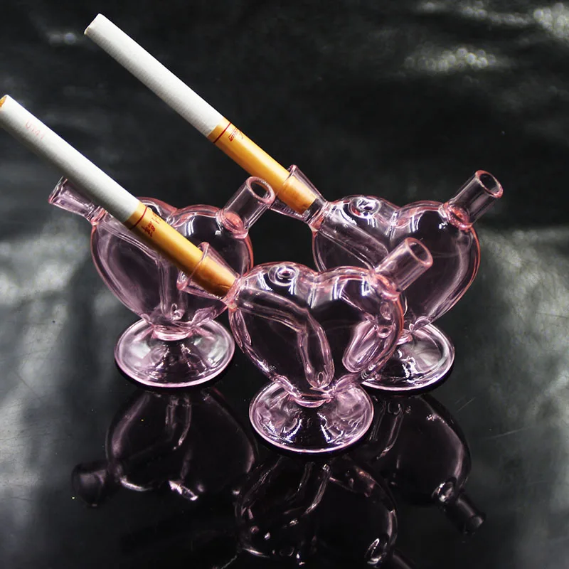 Goede Nieuwe Ontwerp Roze Glas Smart MINI Bubblers Hart Sigaret Filter Tips Sigaret Waterpijp Roken Glas Filter Tips