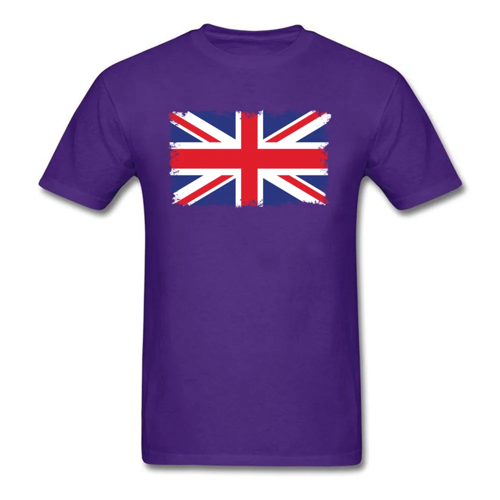 Crewneck British flag with distressed edges All Cotton Men's T Shirts Printed Tops Tees 2018 Popular Tee Shirt Short Sleeve British flag with distressed edges purple