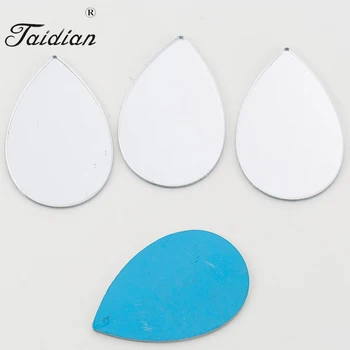 

Beaded Earrings Mirror Slabs Cabochon earrings jewelry making 20*30MM 10/20/PCS/LOT Waterdrop Silver plexiglass Mirror Acrylic