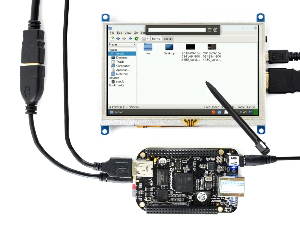 Waveshare 5 дюймов HDMI lcd(H) 800*480 емкостный сенсорный экран lcd ips для Raspberry Pi BB Black Banana Pi и т. д. компьютерный монитор