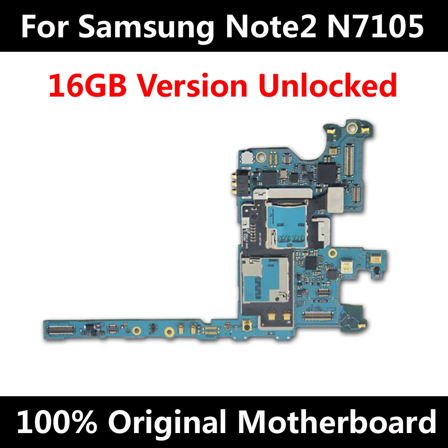 

Original Motherboard For Samsung Galaxy Note 2 N7105 16GB Factory Unlocked Mainboard With Chips Android OS Free Shipping