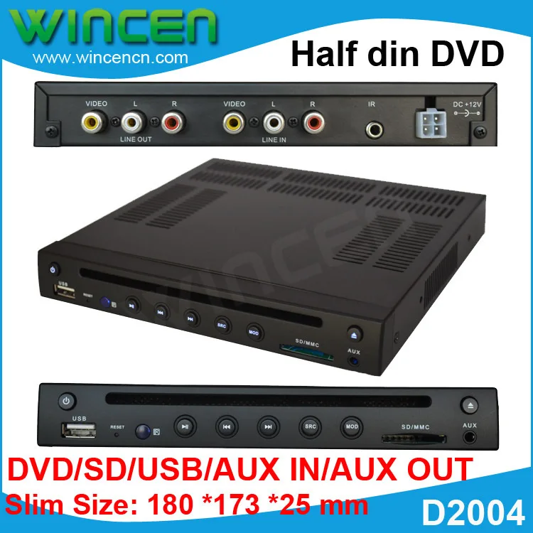 Половина din dvd плеер автомобиля с DVD SD USB AUX в вне маленький размер|players txt|dvd player with atsc