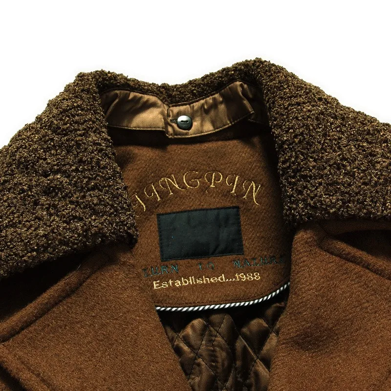  Vintage Mens Winter Wool Coat Lapel Fur Collar Casual Business Man Sobretudo Single Breasted Trench - 32833516111
