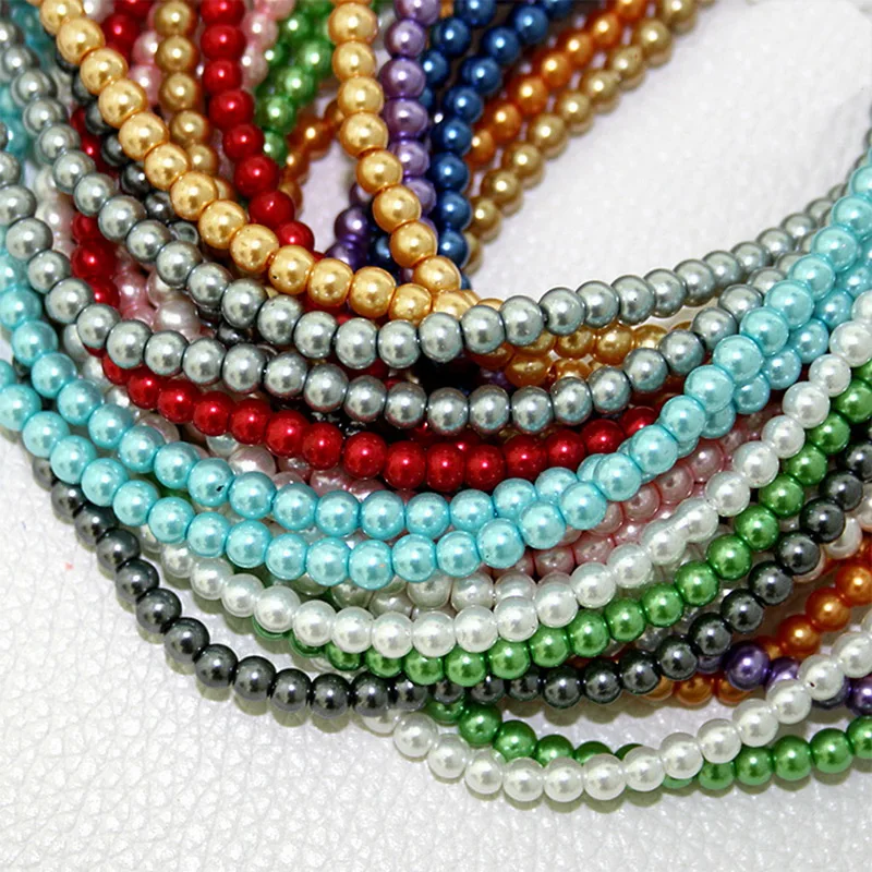 100pcs 4mm Glass Beads Round Loose Spacer Pearl Plastic Beads For