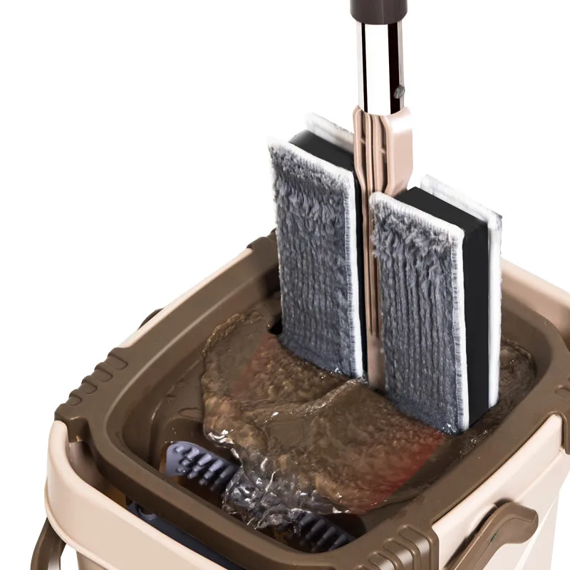 Najtaniej Nowy dwustronny płaski mop i wiadro bez użycia rąk samozaciskające się twarde podkładki z mikrofibry czyste waciki Hoesehold wyciskanie wody mopy