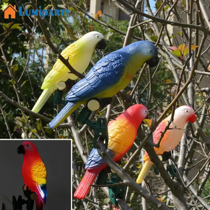 Beste 4 stks Solar Power LED Licht Vogel Papegaai Lamp Met Clip Night Lights voor Outdoor Garden Path Ornament