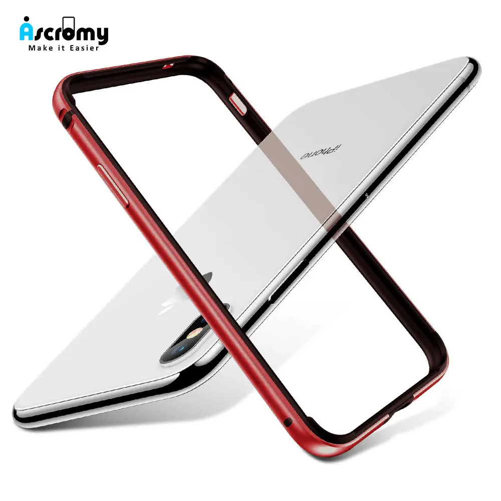 Чехол-бампер Ascromy для iPhone XS Max, Алюминиевый металлический защитный силиконовый чехол-рамка для iPhone X S XR, блестящие роскошные аксессуары - Цвет: Красный