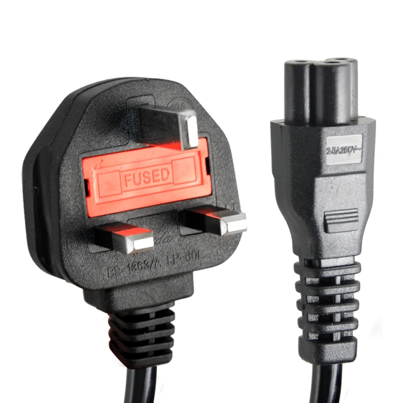 Новинка 5ft C5 Cloverleaf 3 зубец Великобритания Plug Мощность привести кабель для